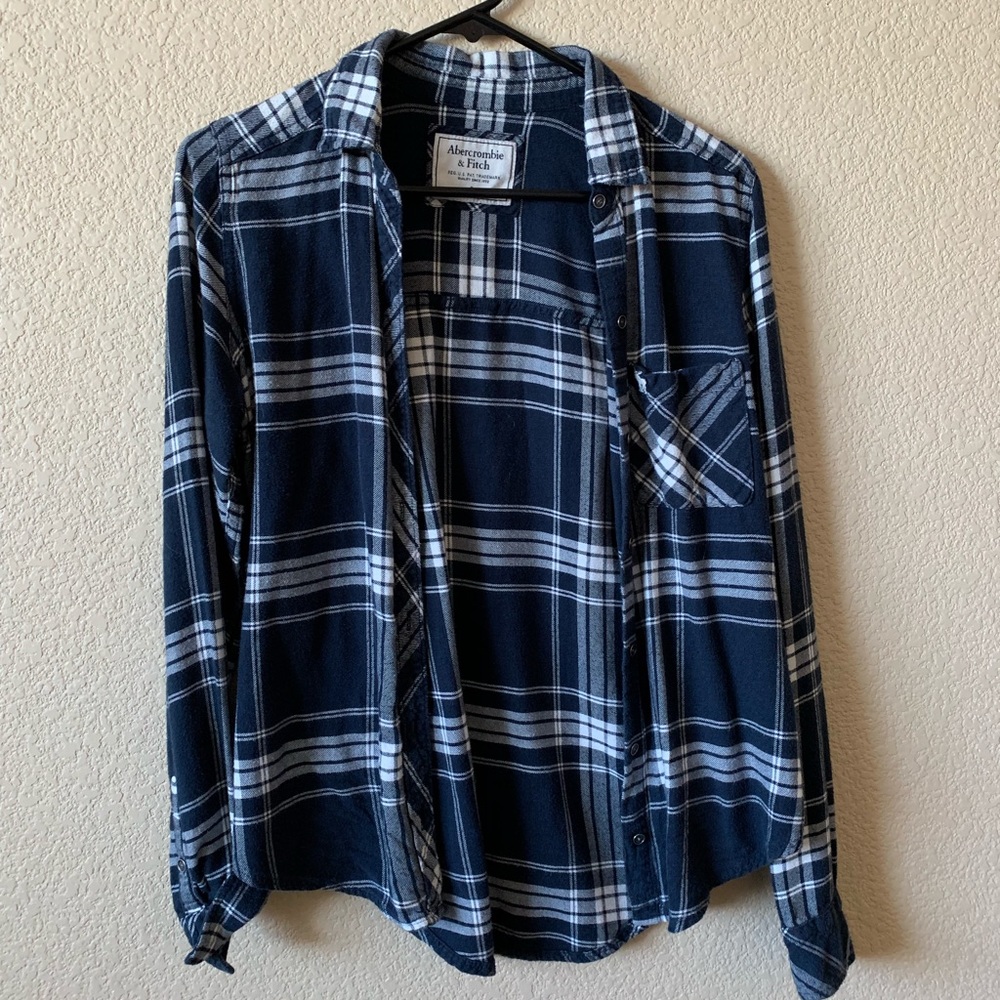 Navy and White Abercrombie Flannel